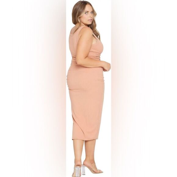 NWT l*space ribbed women's sandpiper‎ dress in size large with ruching and slit - Picture 4 of 11